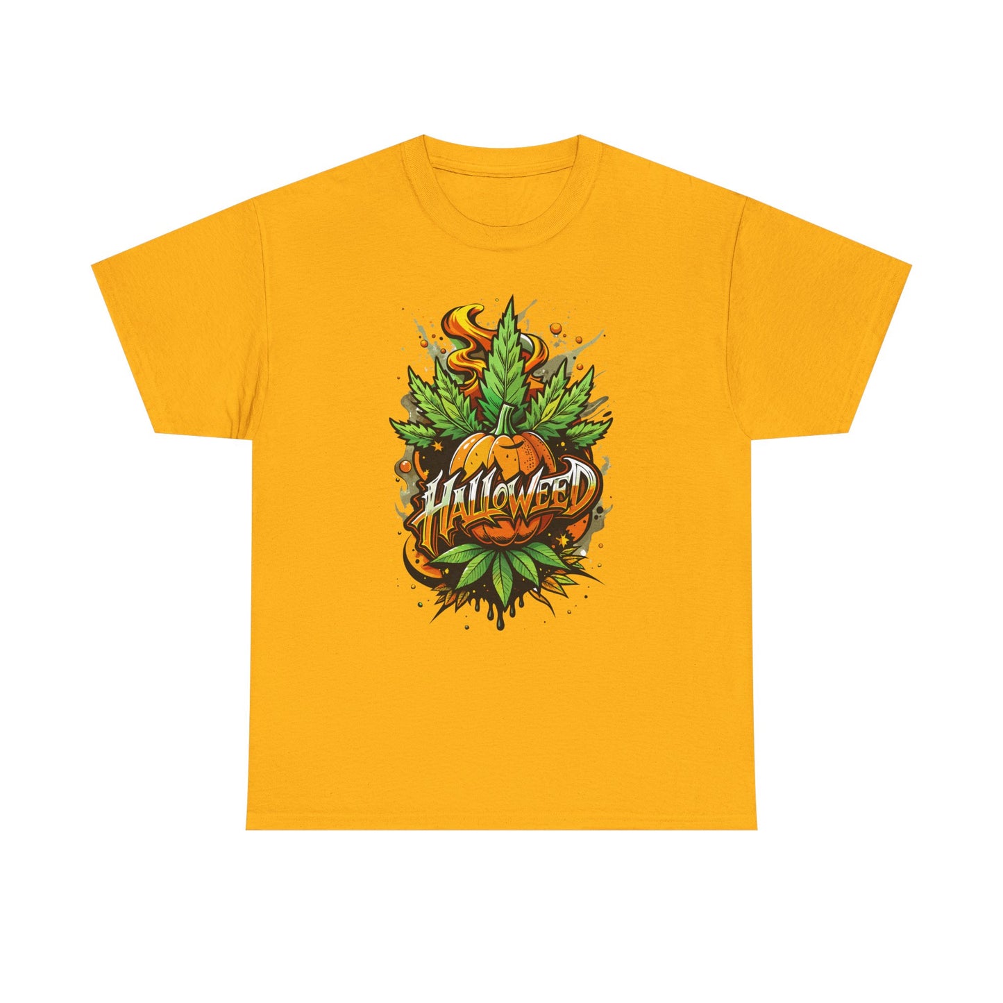 Hallowed Harvest Tee — Halloween Mask & Pumpkin Graphic T-Shirt