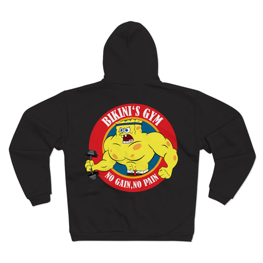 Bikini's Gym No Gain No Pain Unisex Hooded Zip Sweatshirt | Fitness Apparel