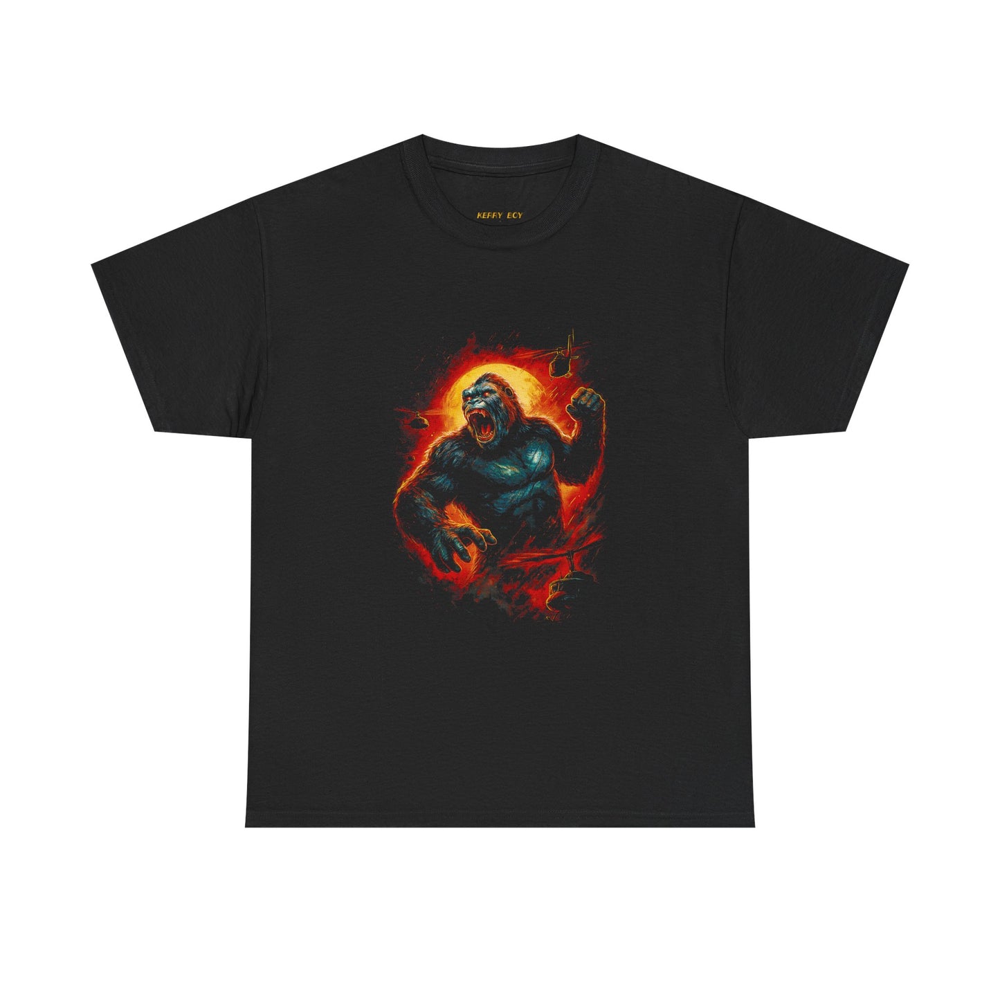 Gorilla Flame Graphic Tee — Fiery Primate Skull T-Shirt