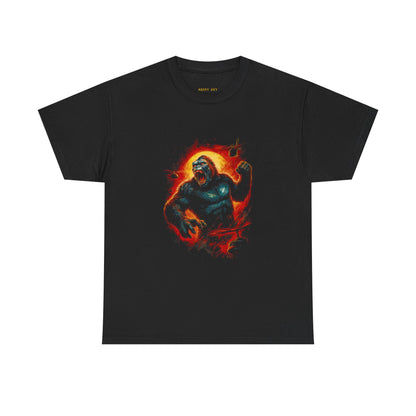 Gorilla Flame Graphic Tee — Fiery Primate Skull T-Shirt