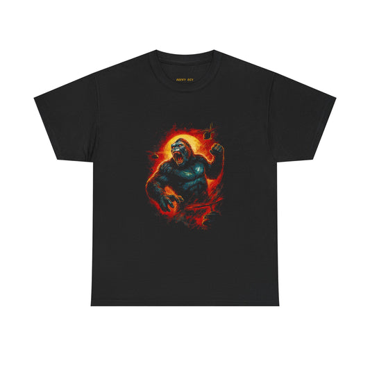 Gorilla Flame Graphic Tee — Fiery Primate Skull T-Shirt