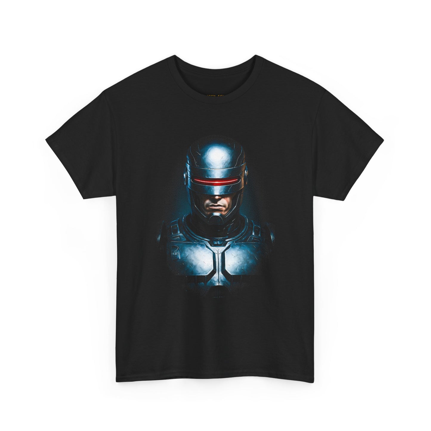 Robo-Guard Graphic Tee — Futuristic Helmet Chest Print