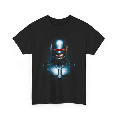 Robo-Guard Graphic Tee — Futuristic Helmet Chest Print