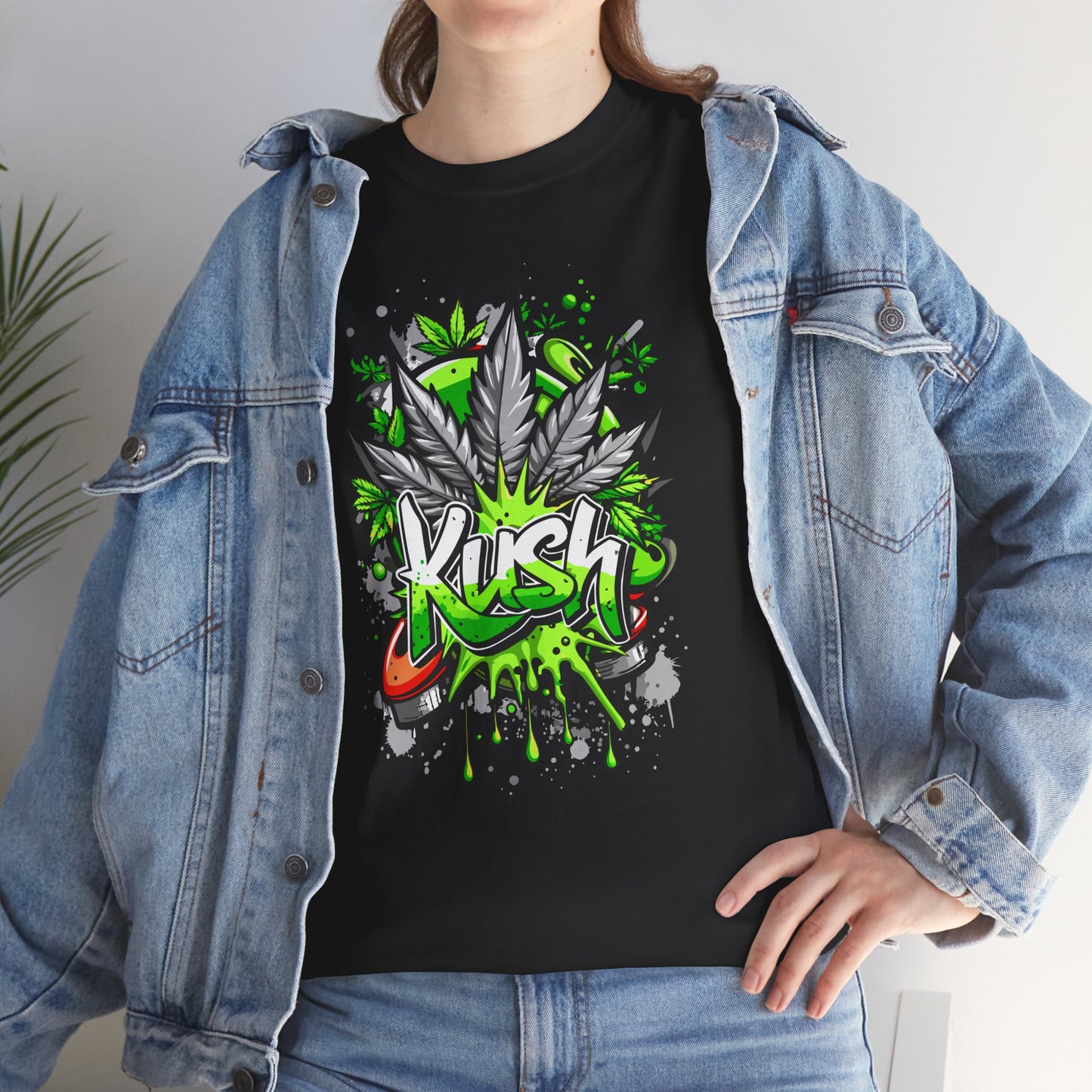 Kush Graffiti T-Shirt — Green Cannabis Leaf Street Art Tee