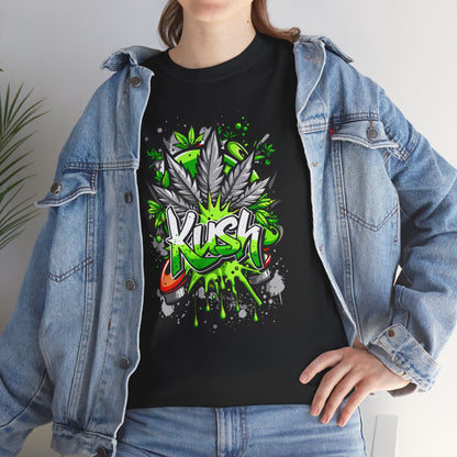 Kush Graffiti T-Shirt — Green Cannabis Leaf Street Art Tee