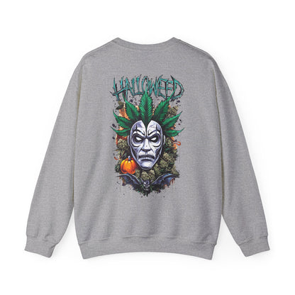 Hallowed Harvest — Halloween Mask & Pumpkin Graphic Sweatshirt