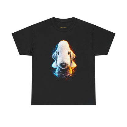 Dog Portrait T‑Shirt — Neon Glowing Puppy Graphic Tee