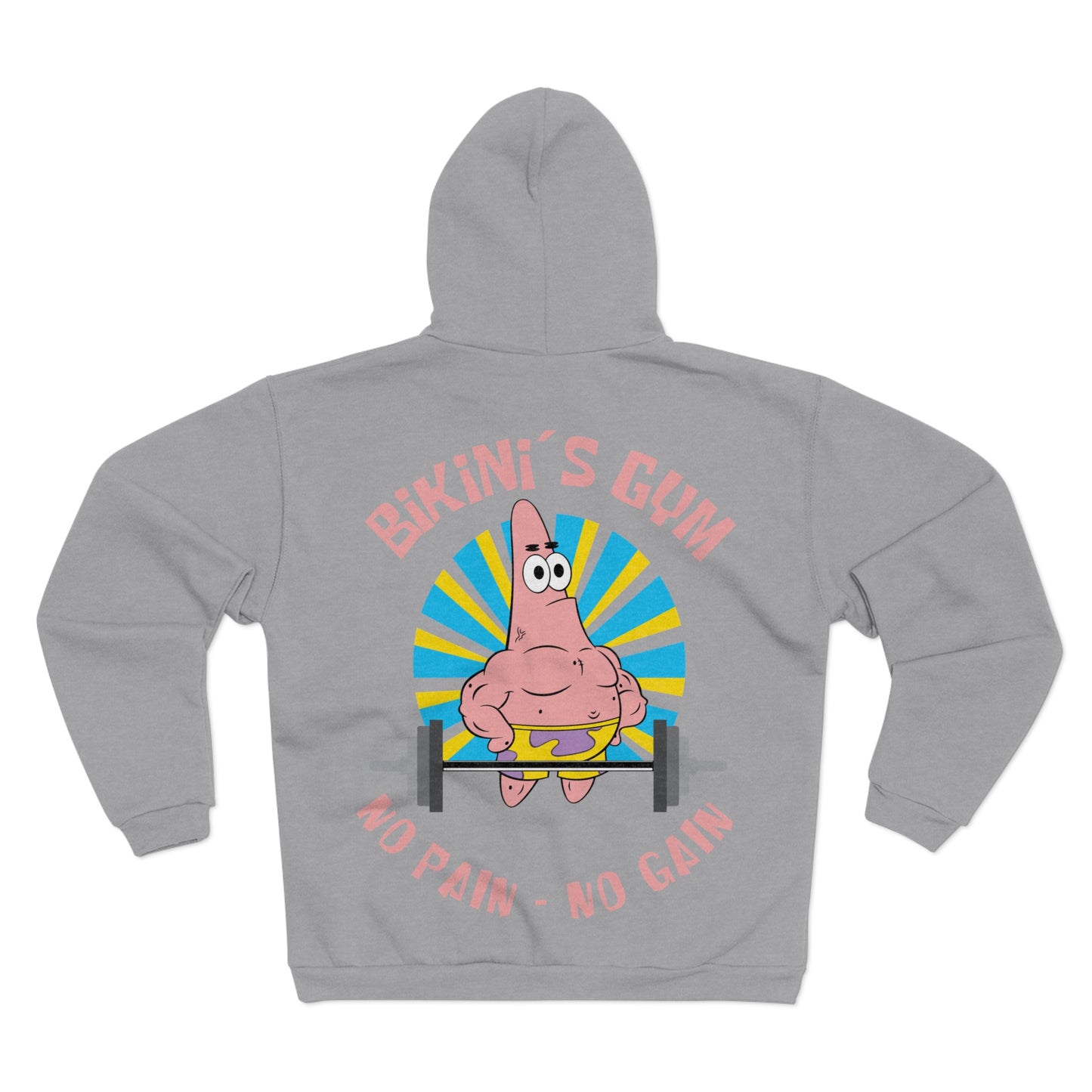 Bikini Bottom Gym Hoodie - No Pain No Gain Unisex Zip Sweatshirt
