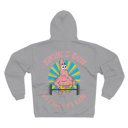 Bikini Bottom Gym Hoodie - No Pain No Gain Unisex Zip Sweatshirt
