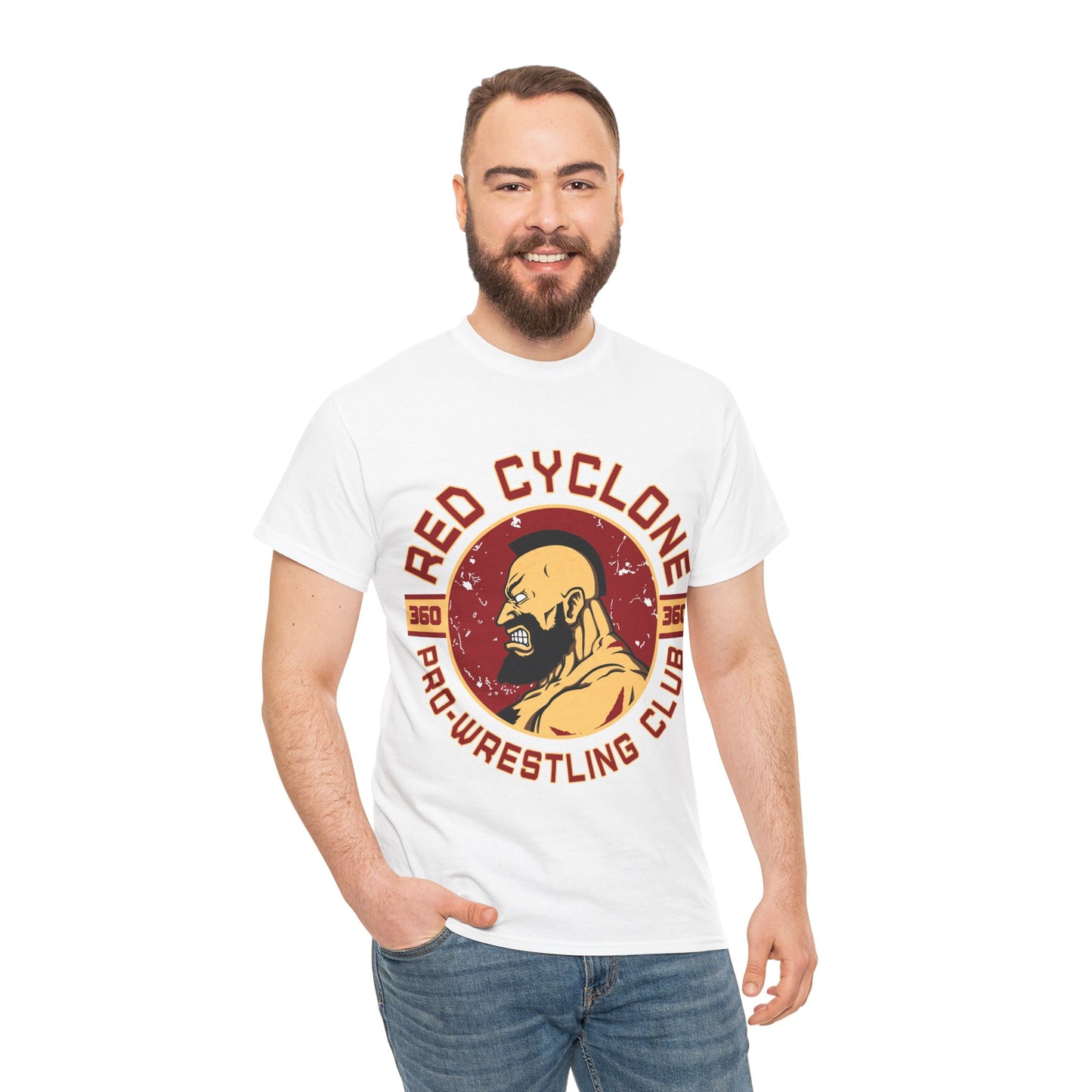 Red Cyclone Pro Wrestling Club Unisex Heavy Cotton Tee - Vintage Sportswear White