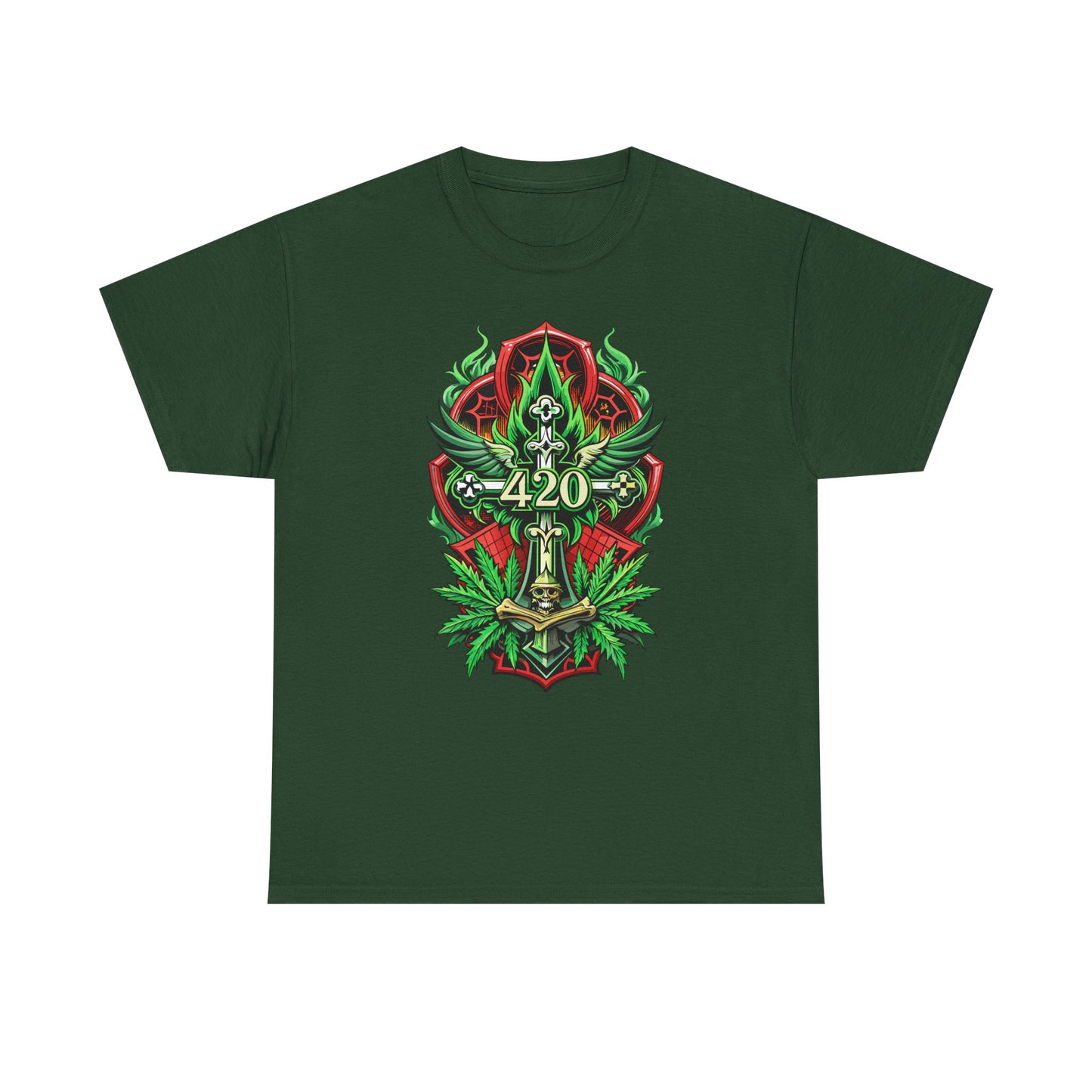 420 Cannabis Shield T-Shirt – Marijuana Leaf Stoner Graphic Tee