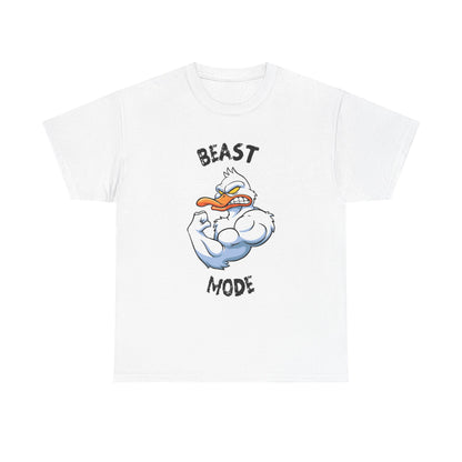Beast Mode Unisex Heavy Cotton Tee - Motivational Graphic T-Shirt for Gym Lovers White