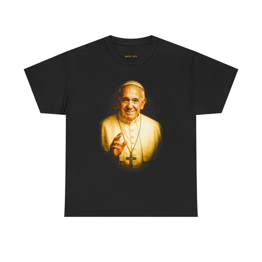 Religious Portrait Tee — Vintage Pontiff Prayer Graphic