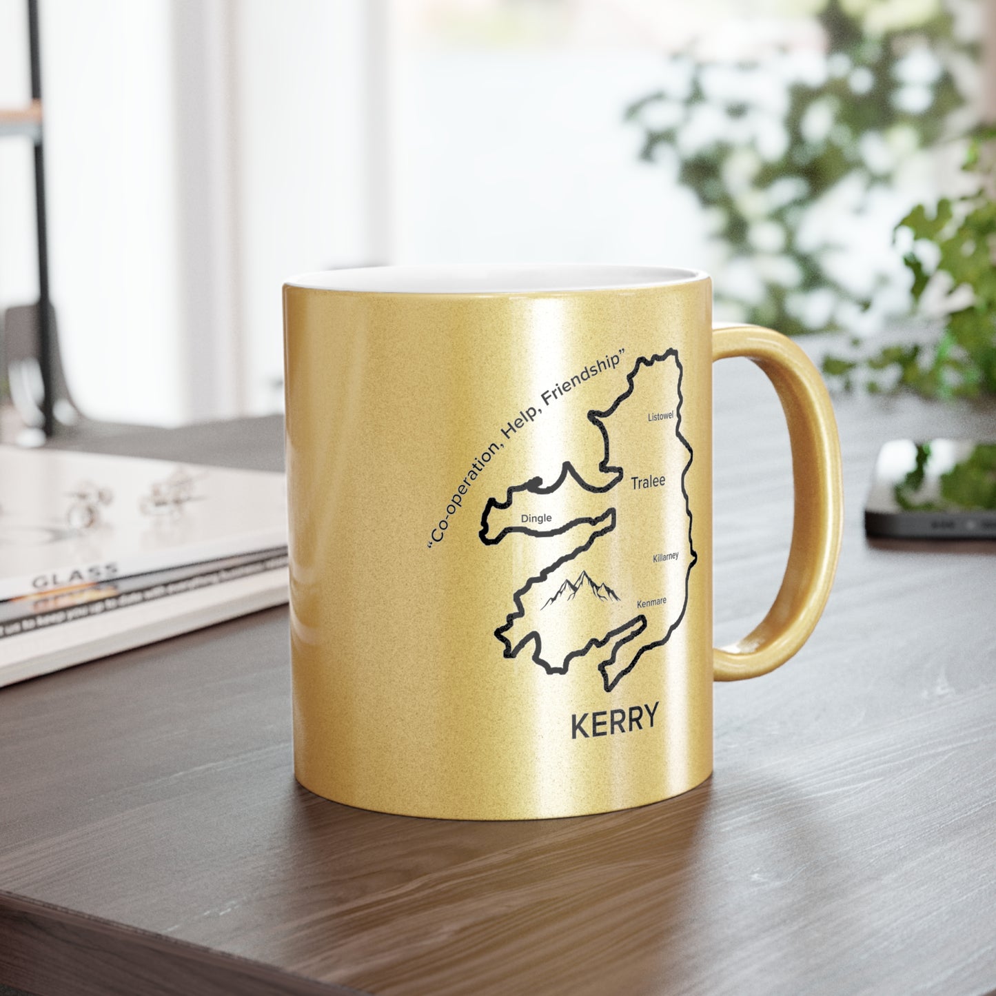 Kerry County Metallic Colour Mug - Silver/Gold - Perfect Gift for Coffee Lovers