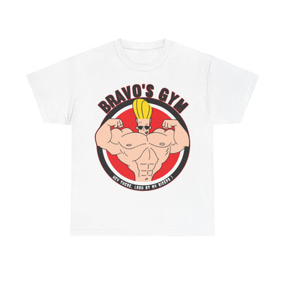 Motivational Gym T-Shirt - Bravo's Gym Design - Unisex Heavy Cotton Tee White