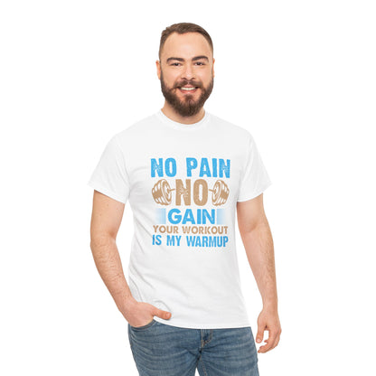 Unisex Heavy Cotton Tee - "No Pain, No Gain" Fitness Motivational Shirt