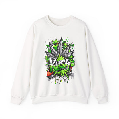 Kush Graffiti Sweatshirt — Green Cannabis Leaf Street Art