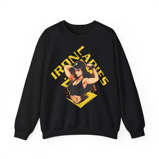 Unisex Heavy Blend™ Crewneck Sweatshirt - Iron Ladies Inspirational Design for Fitness Enthusiasts