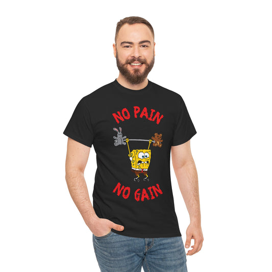 SpongeBob No Pain No Gain Black Unisex Heavy Cotton Tee