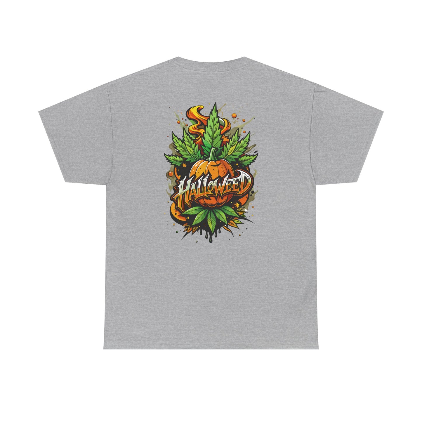 Hallowed Harvest Tee — Halloween Mask & Pumpkin Graphic T-Shirt