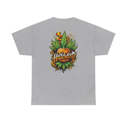 Hallowed Harvest Tee — Halloween Mask & Pumpkin Graphic T-Shirt