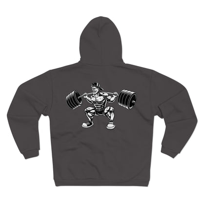 Fitness Buff Unisex Hooded Zip Sweatshirt - Weightlifting Graphic