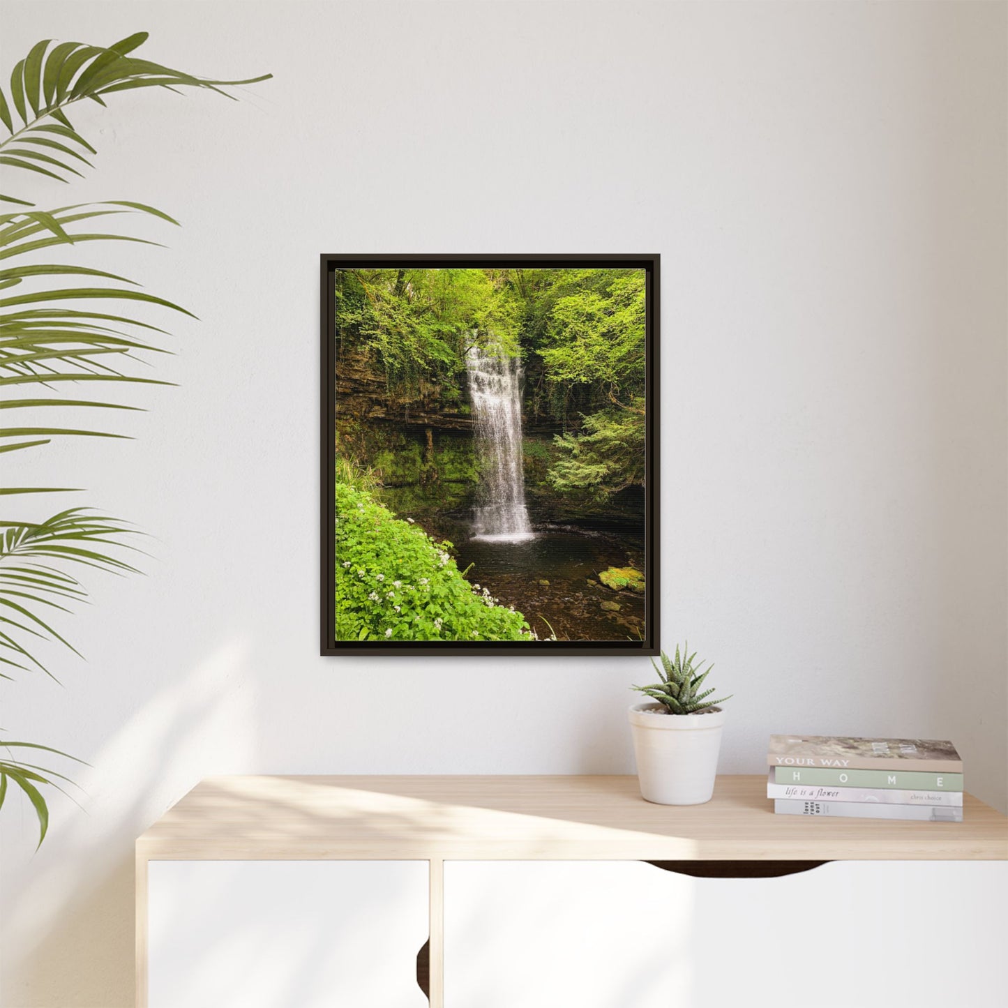 Glacer Waterfall Matte Canvas, Framed (Multi-color)