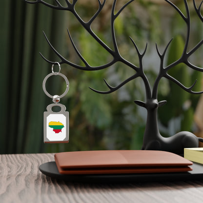 Personalized Rectangle Photo Keyring with Lithuania Flag Design - Perfect Gift for Travelers and Souvenir Lovers