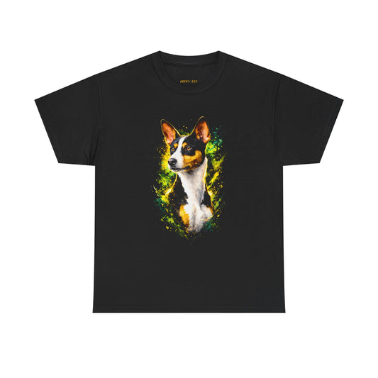 Corgi Portrait T-Shirt — Colorful Neon Paw Art Tee