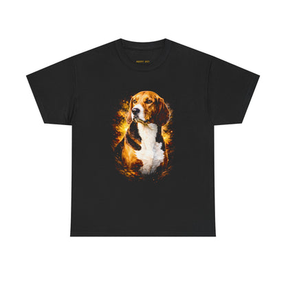 Beagle Portrait T-Shirt — Fiery Watercolor Dog Tee for Dog Lovers