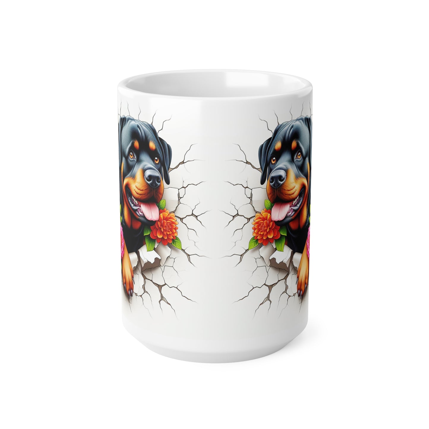 Rottweiler Floral Ceramic Coffee Mug - 11oz & 15oz