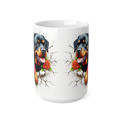 Rottweiler Floral Ceramic Coffee Mug - 11oz & 15oz