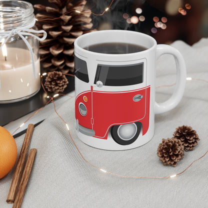 Vintage VW Bus Ceramic Coffee Mug - 11oz & 15oz - Perfect for Auto Enthusiasts Red