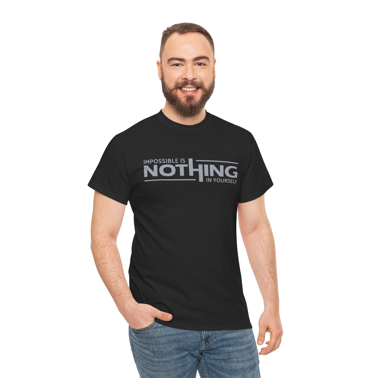 Inspirational Unisex Heavy Cotton Tee - 'Impossible is Nothing'