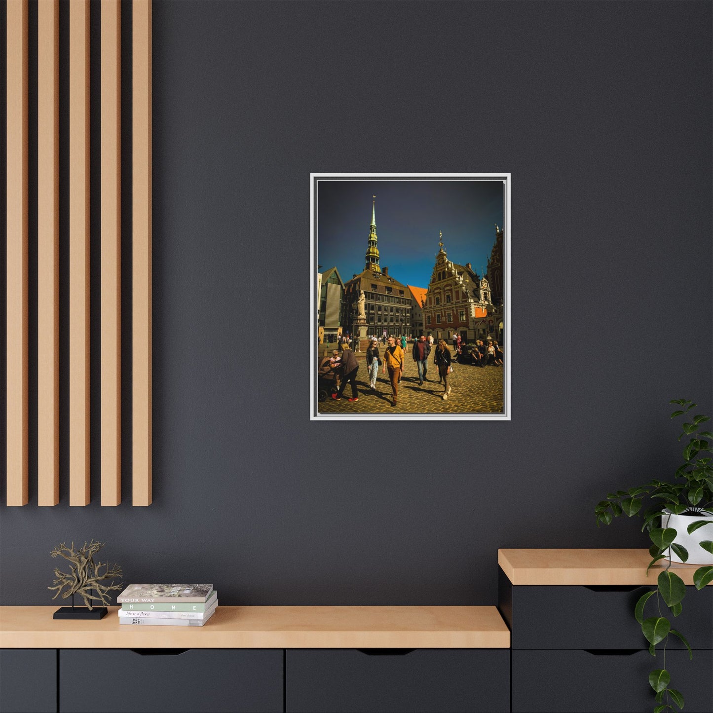 Riga Old Town Matte Canvas, Framed (Multi-color)