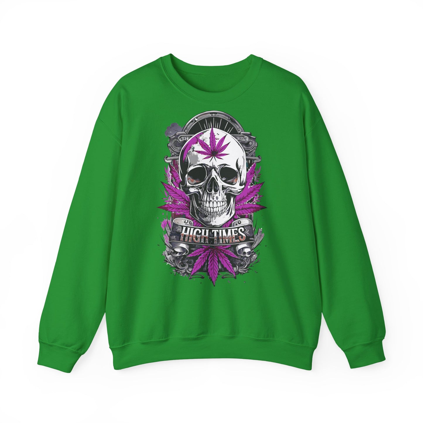 Skull & Purple Cannabis Leaf- "High Times" Graphic Sweatshirt