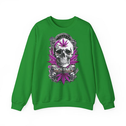 Skull & Purple Cannabis Leaf- "High Times" Graphic Sweatshirt