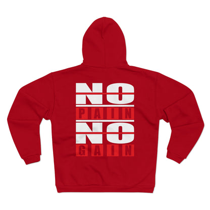 No Pain No Gain Unisex Hooded Zip Sweatshirt - Motivational Fitness Apparel