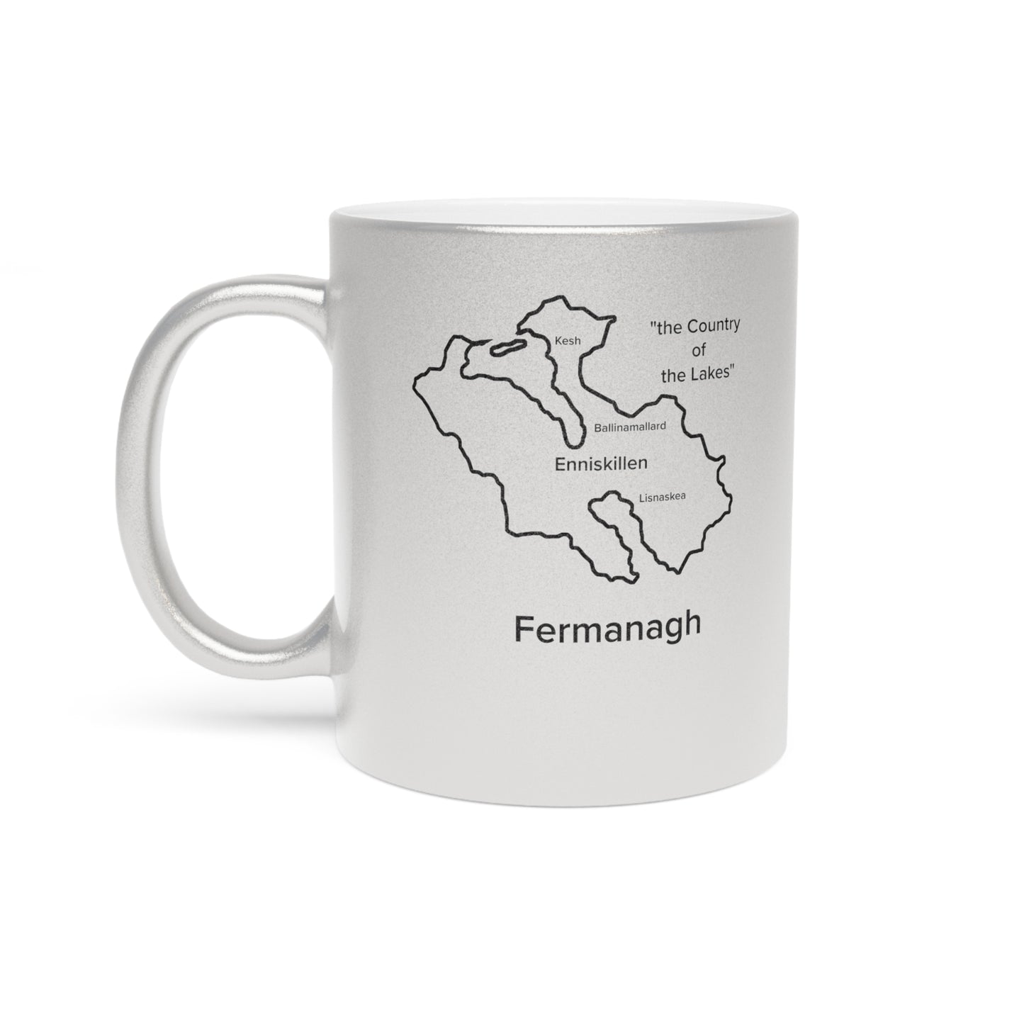 Fermanagh County Metallic Colour Mug - Silver/Gold - Perfect Gift for Coffee Lovers