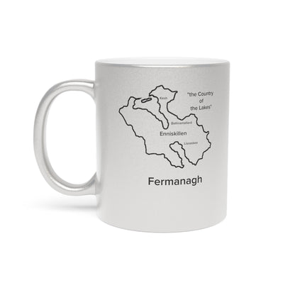 Fermanagh County Metallic Colour Mug - Silver/Gold - Perfect Gift for Coffee Lovers