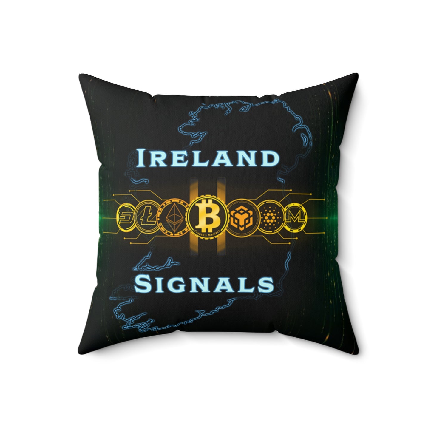 Ireland Signals Bitcoin Pillow — Crypto Map Decorative Throw Pillow