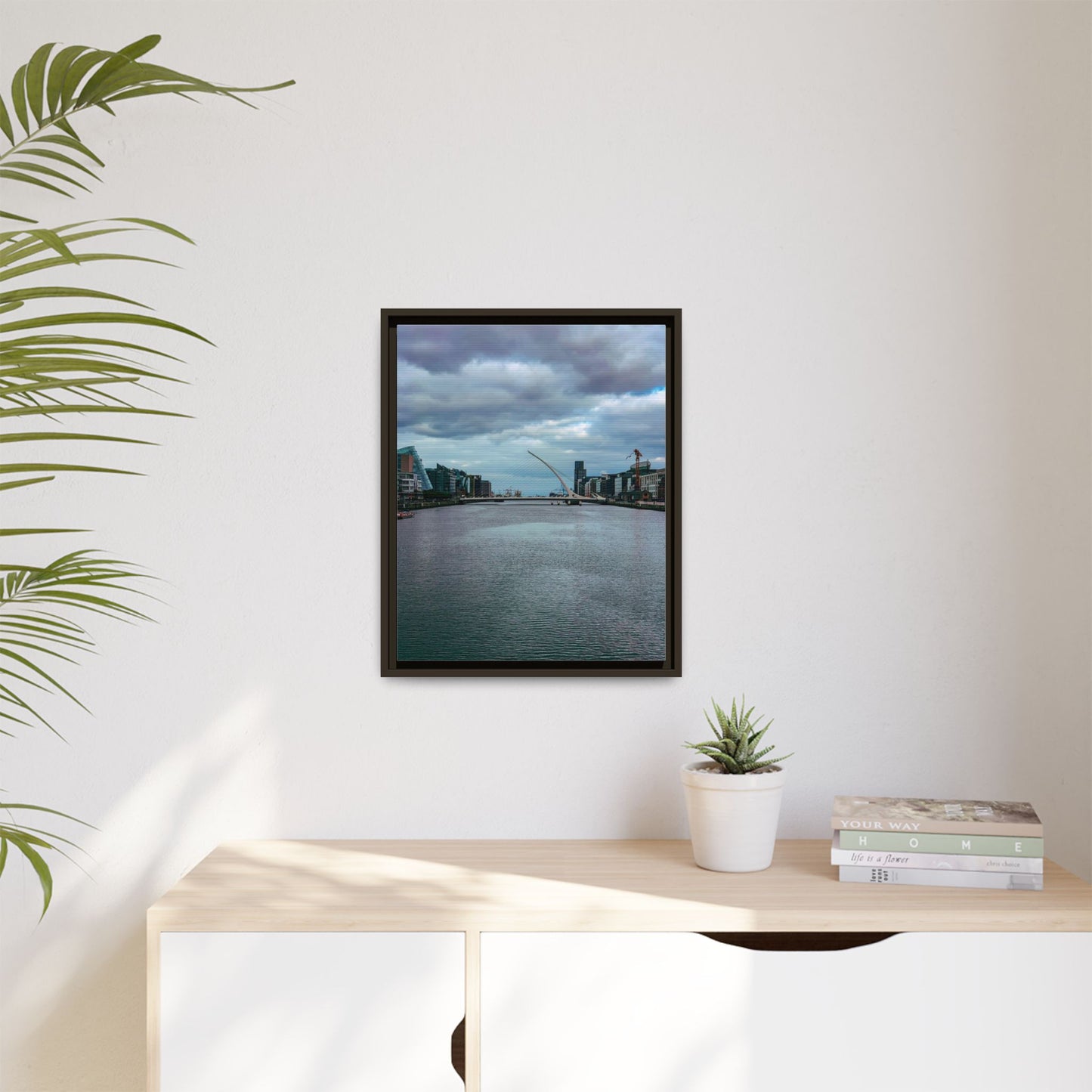 Samuel Beckett Bridge Matte Canvas, Framed (Multi-color)