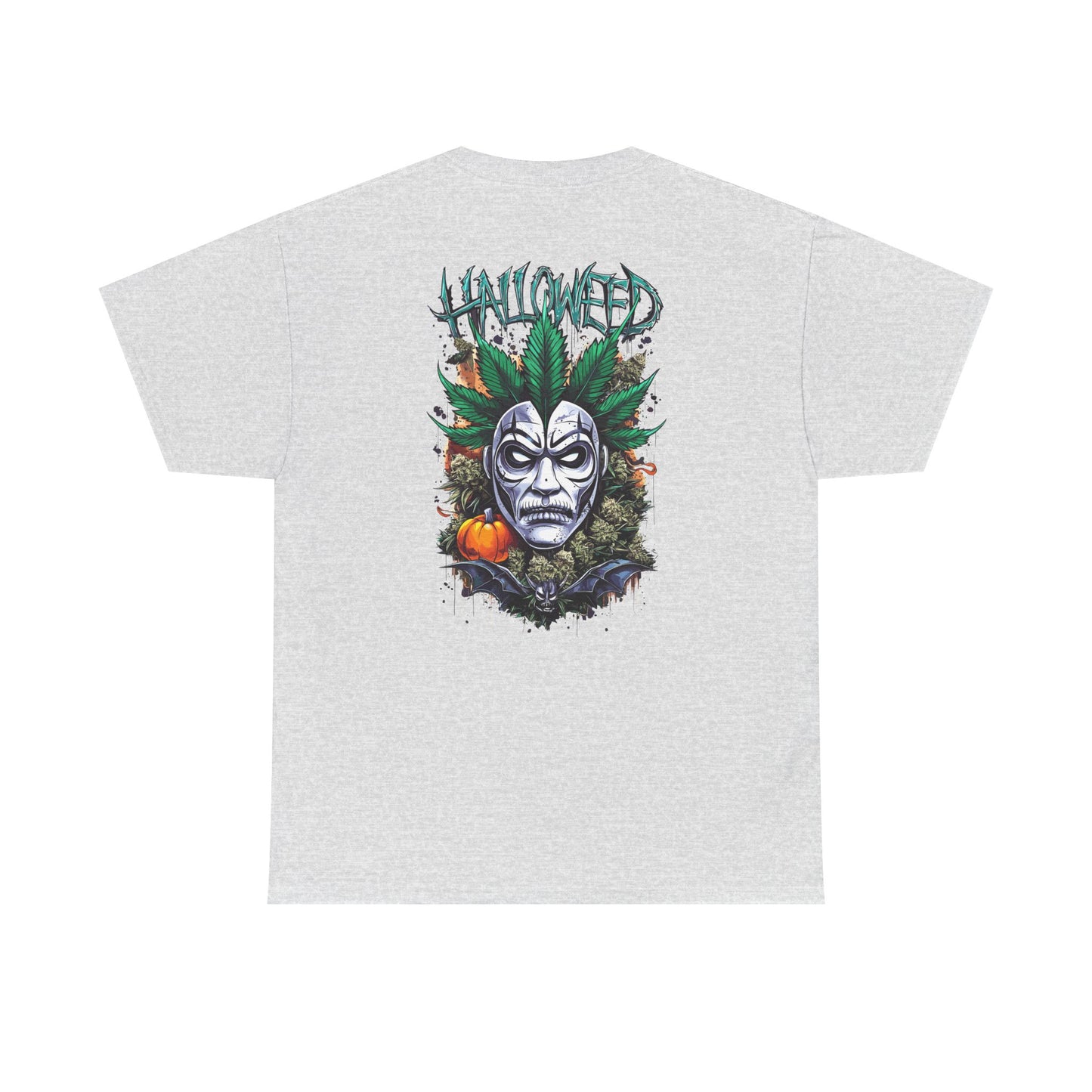 Hallowed Harvest Tee — Halloween Mask & Pumpkin Graphic T-Shirt