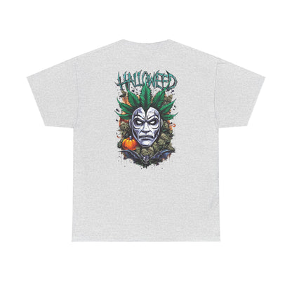 Hallowed Harvest Tee — Halloween Mask & Pumpkin Graphic T-Shirt