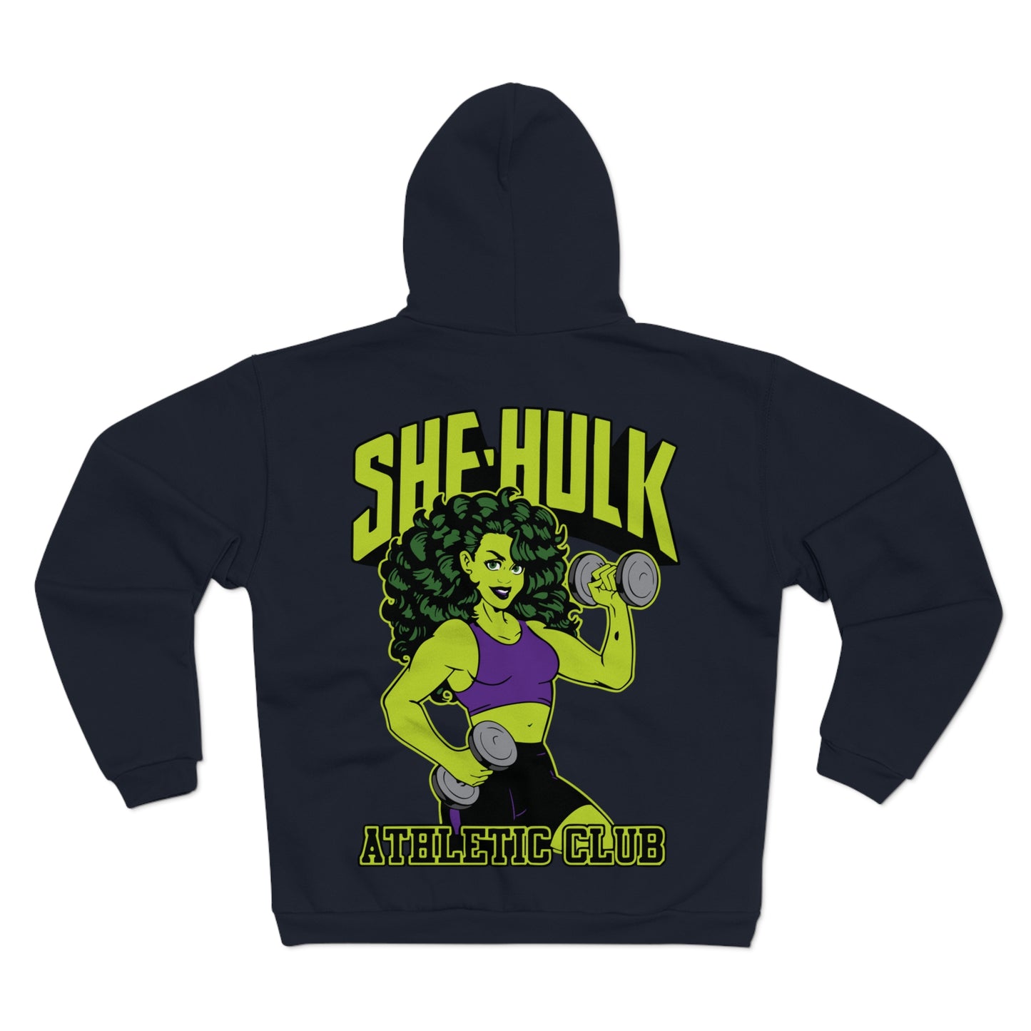 She-Hulk Athletic Club Unisex Hooded Zip Sweatshirt - Empowering Fitness Hoodie for Superhero Fans