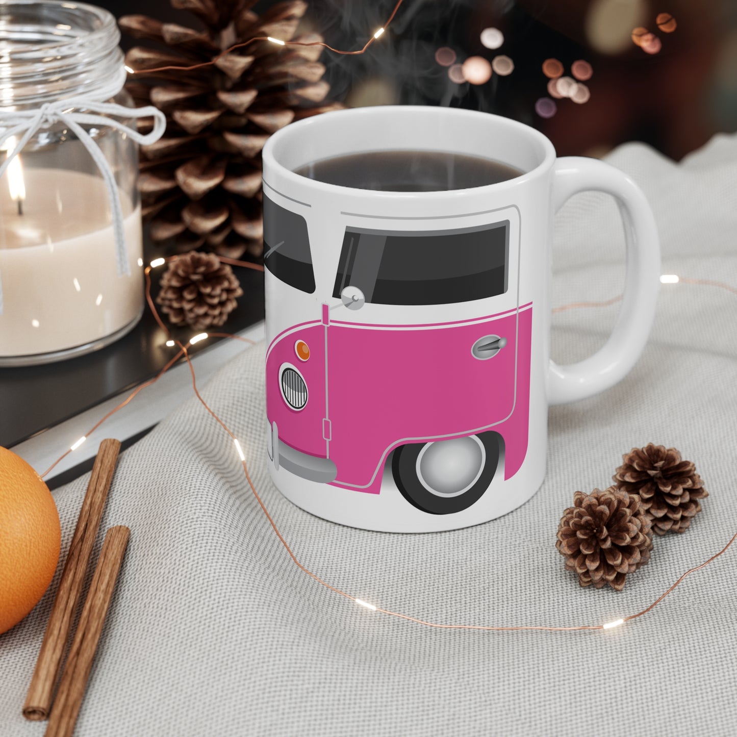 Vintage VW Bus Ceramic Coffee Mug - 11oz & 15oz - Perfect for Auto Enthusiasts Purple