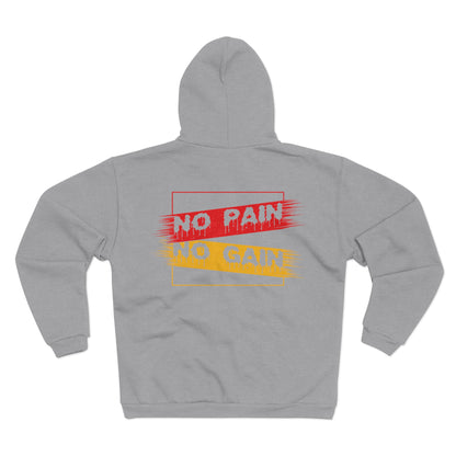 No Pain No Gain Unisex Hooded Zip Sweatshirt - Motivational Activewear