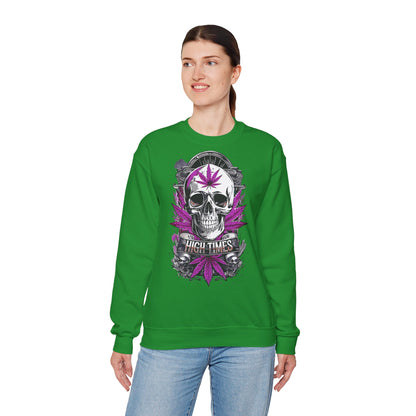 Skull & Purple Cannabis Leaf- "High Times" Graphic Sweatshirt