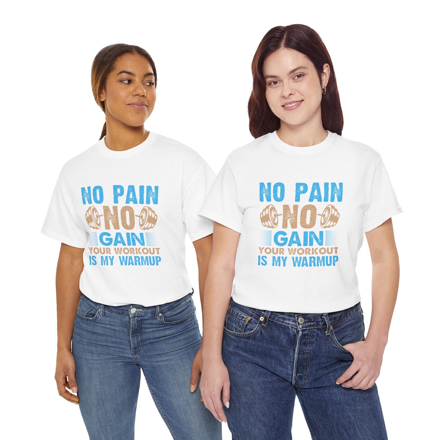 Unisex Heavy Cotton Tee - "No Pain, No Gain" Fitness Motivational Shirt