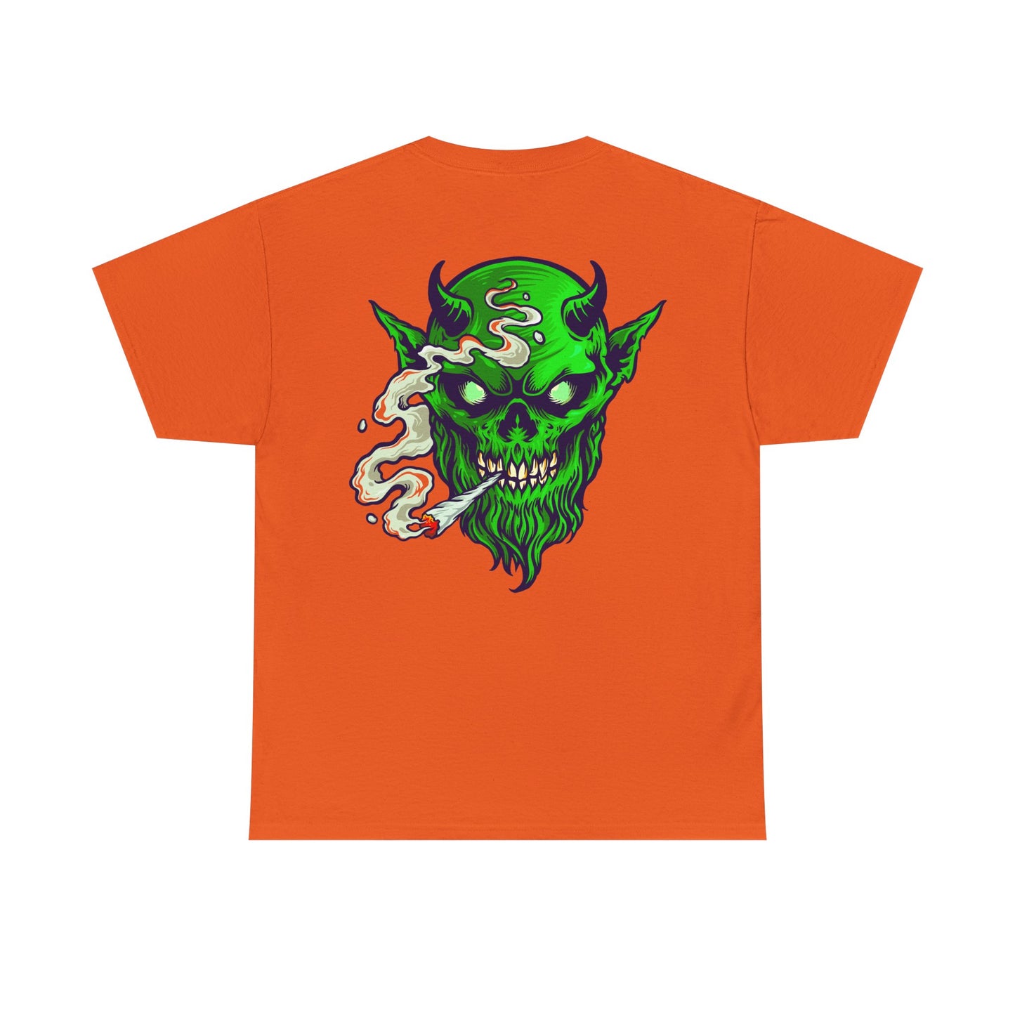 Smoking Green Demon Skull T-Shirt — Creepy Stoner Graphic Tee